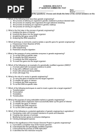  GENERAL BIOLOGY II 3rd Quarter Exam