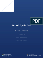 G12 - Physical Sciences - Term1 - Cycle Test - Question Paper 1 (2024)