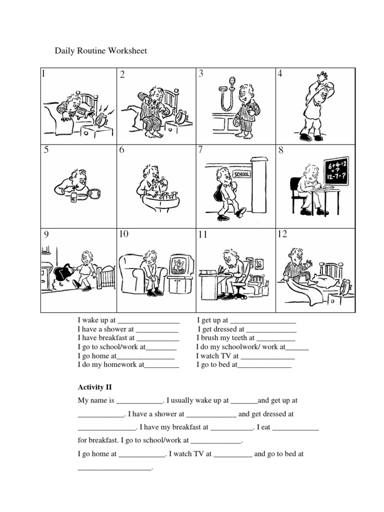 Daily Routine Worksheet