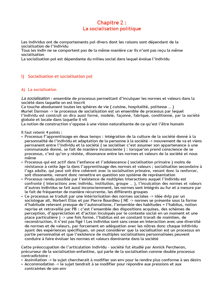 La socialisation politique expliquée | PDF | Socialisation ...