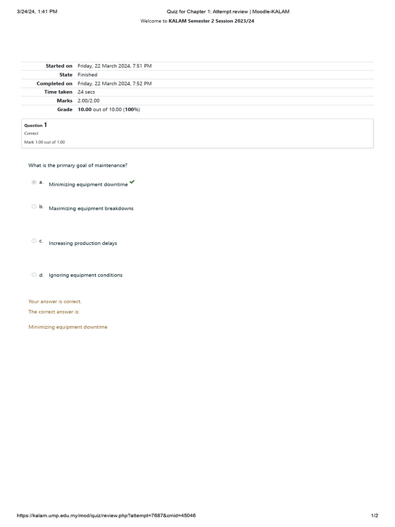 Quiz For Chapter 1 | PDF