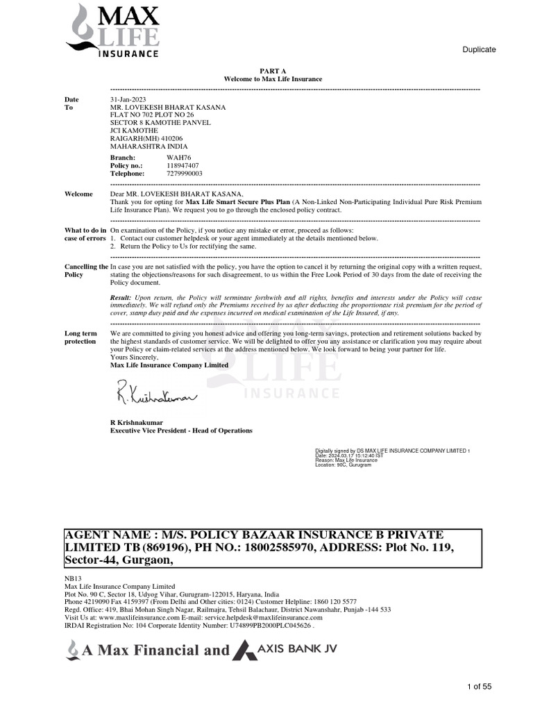 Max Life Insurance Policy Overview | PDF | Insurance | Medical Diagnosis