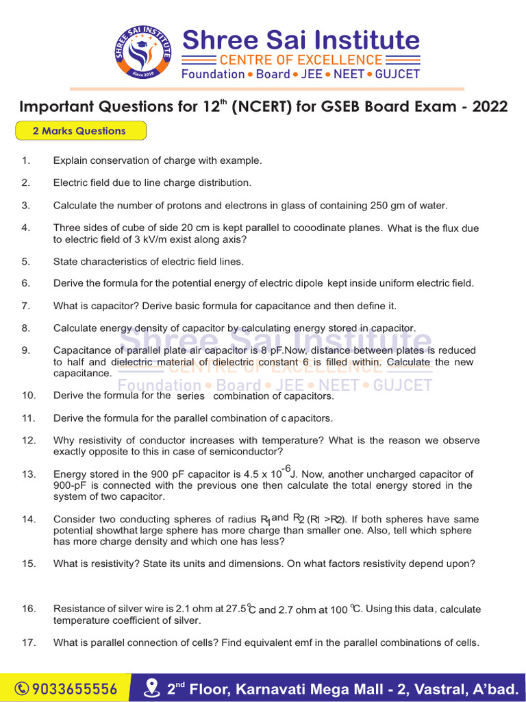 Sri Sai Institute Test | PDF | Capacitor | Electron
