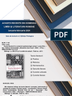 Achiziţii recente din domeniul limbii şi literaturii române, ianuarie - februarie 2024 [Resursă electronică] : Expoziţie / Biblioteca Ştiinţifică a Universităţii de Stat „Alecu Russo” din Bălţi ; realizare: Natalia Luchianciuc. – Bălţi, 2024. – 16 slide-uri.