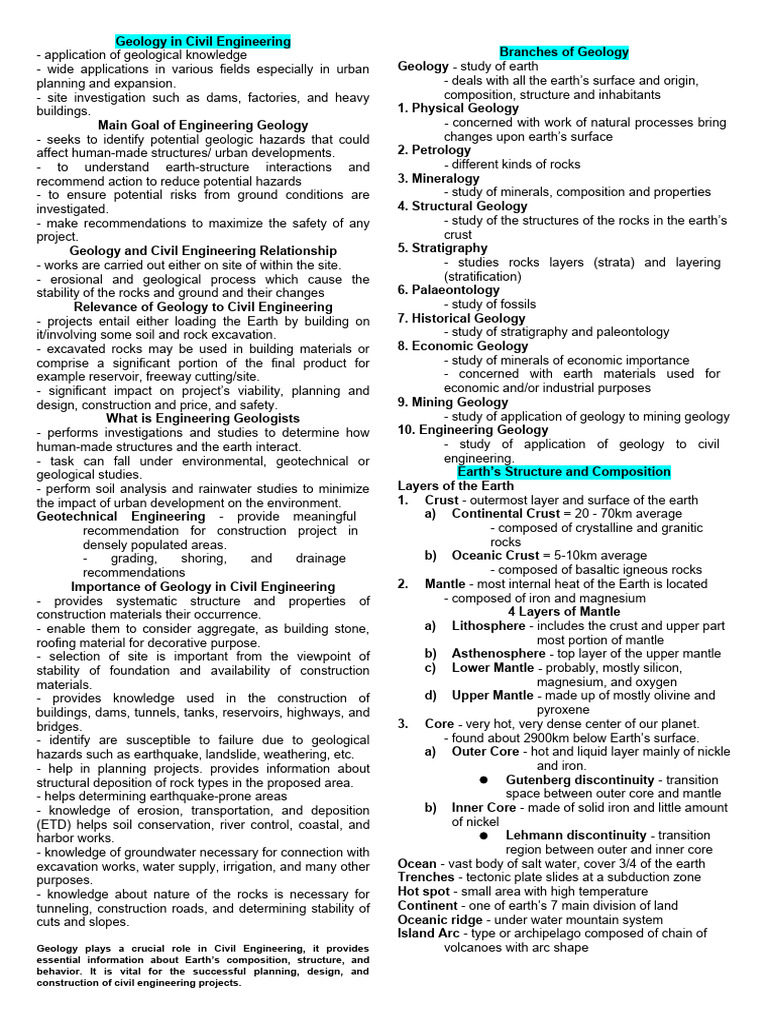Geology's Role in Civil Engineering | PDF | Earthquakes | Minerals