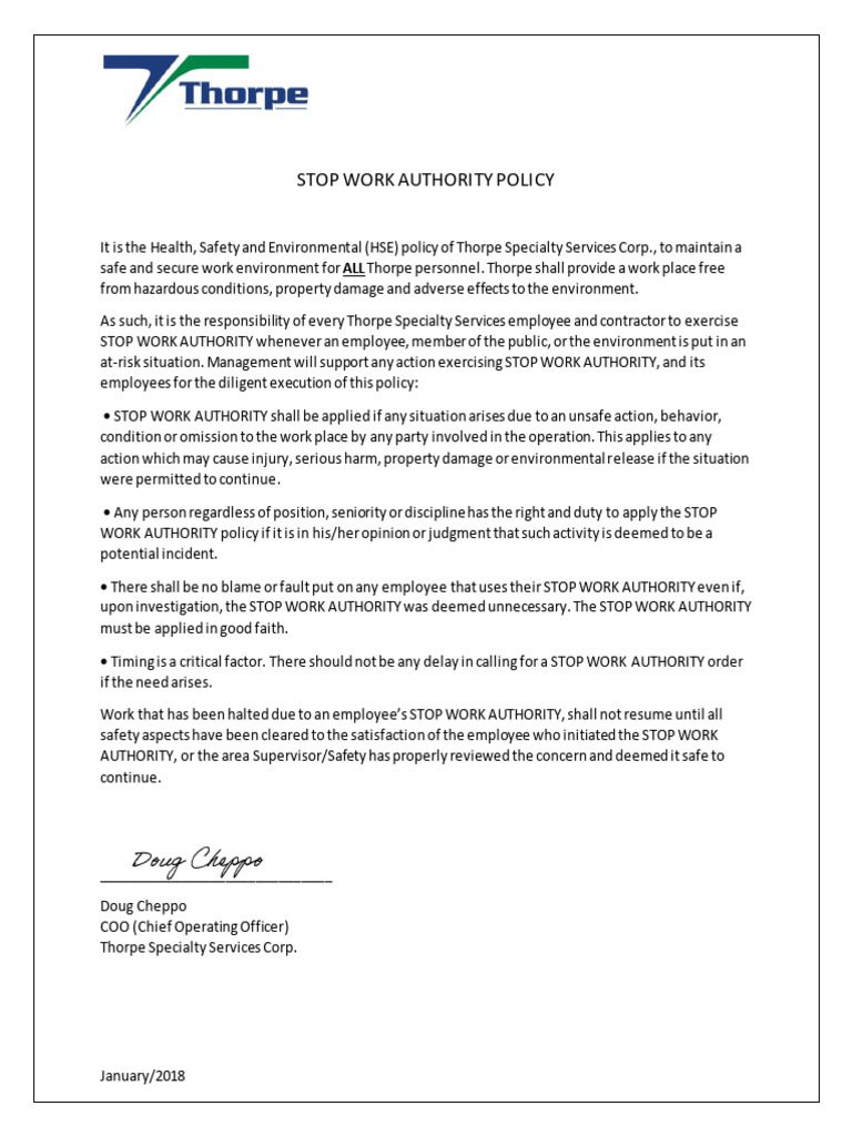 Stop work authority policy pdf