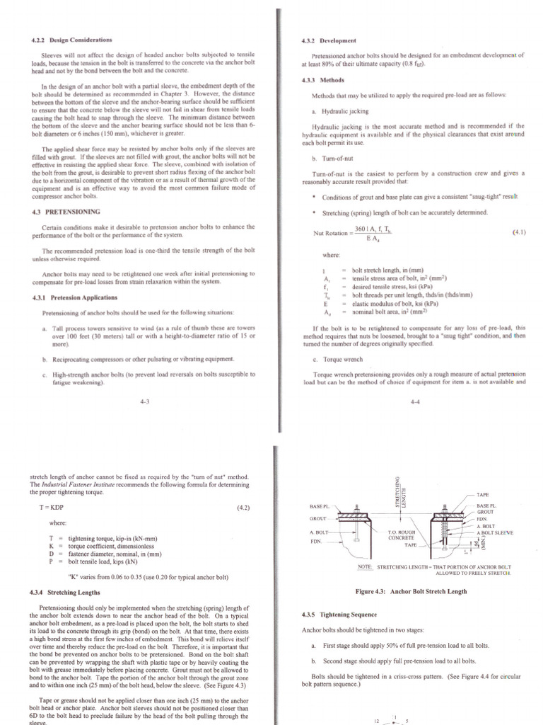 Anchor Bolt Design and Pretensioning Guide | PDF | Screw | Strength Of ...