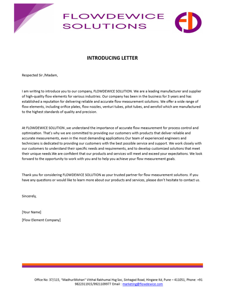 INDRODUCTION LETTER | PDF