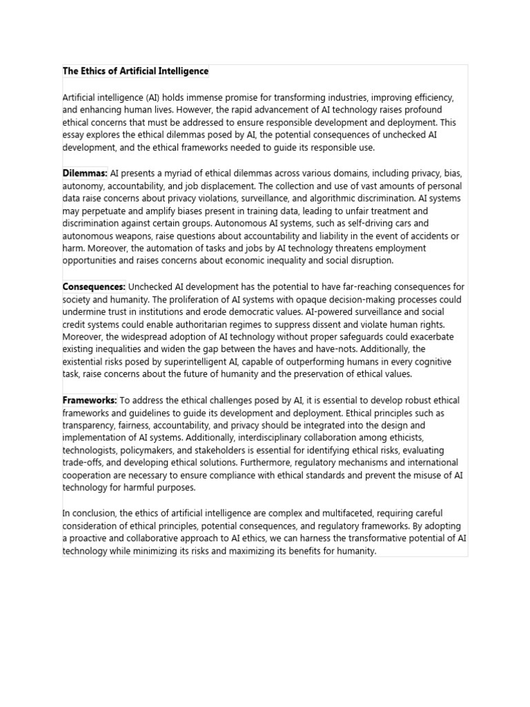 The Ethics of Artificial Intelligence PDF Artificial Intelligence