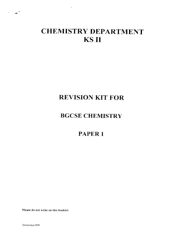 Chemistry Paper 1 | PDF