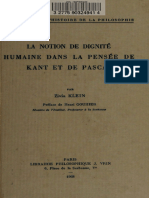Zivia Klein - La Notion de Dignité Humaine Dans La Pensée de Kant Et de Pascal-Vrin (1968)