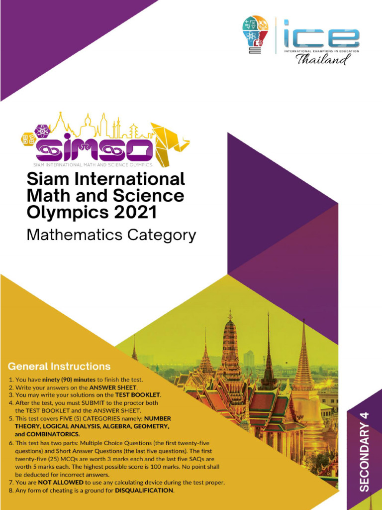G10-2021-SIMSO-Math-National Round | PDF | Area | Euclidean Geometry