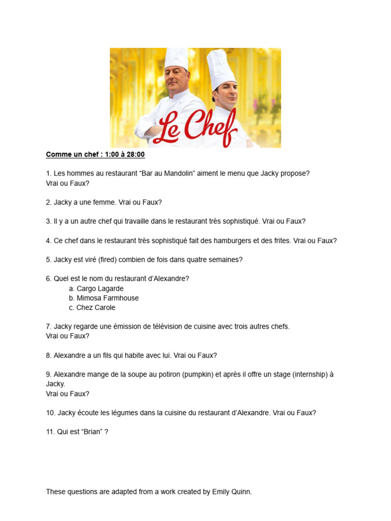 Questions sur 