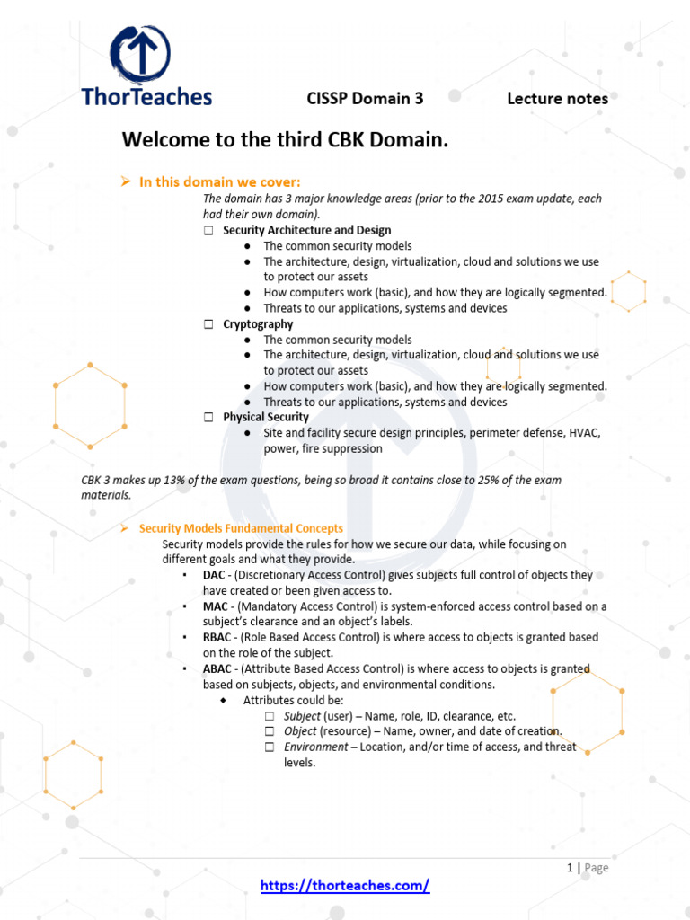 2023+CISSP+Domain+3+Study+Guide+by+ThorTeaches Com+v3 1 | PDF | Process ...