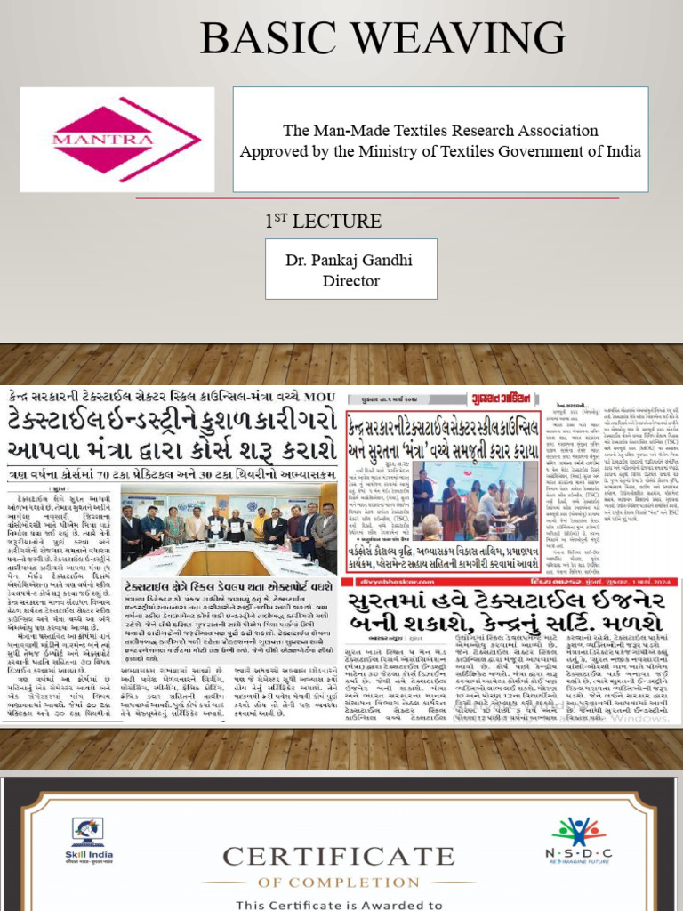 Weaving 1 Lecture Pdf Loom Textiles