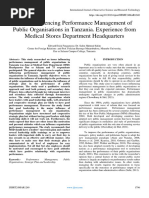 Issues Influencing Performance Management of Public Organisations in Tanzania. Experience From Medical Stores Department Headquarters