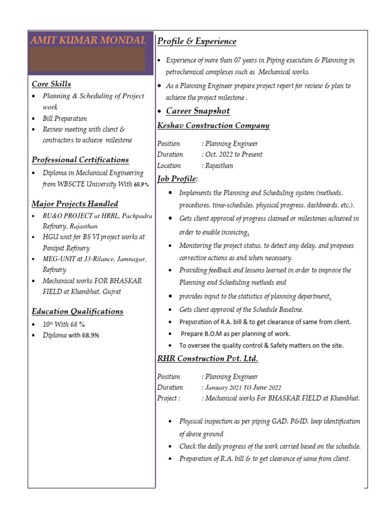 Amit Kumar Mondal: Career Overview | PDF