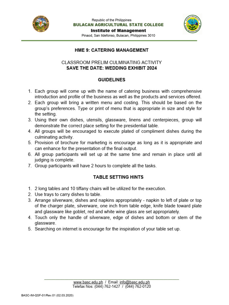 HME-9-table-setting-guidelines | PDF | Tableware | Domestic Implements