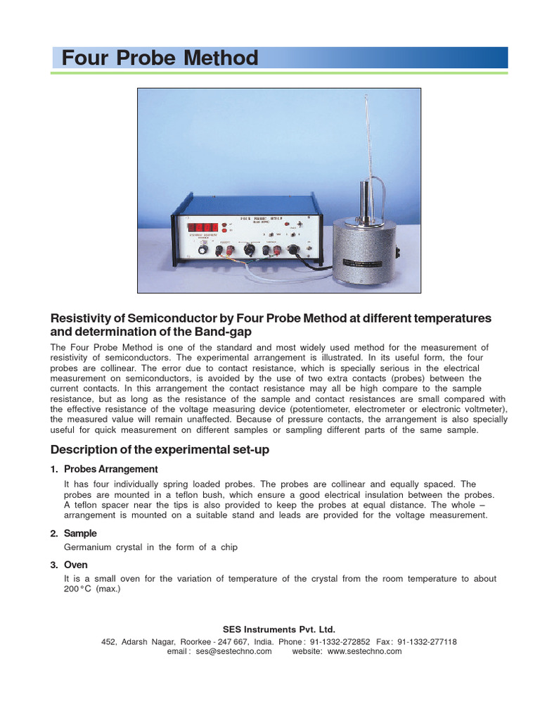 Four Probe Method for Semiconductor Resistivity | PDF | Analog To ...