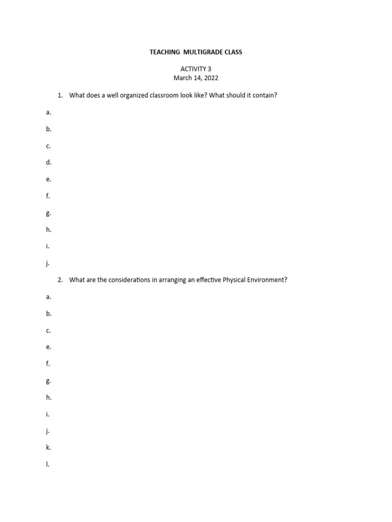 Organizing a Multigrade Classroom | PDF