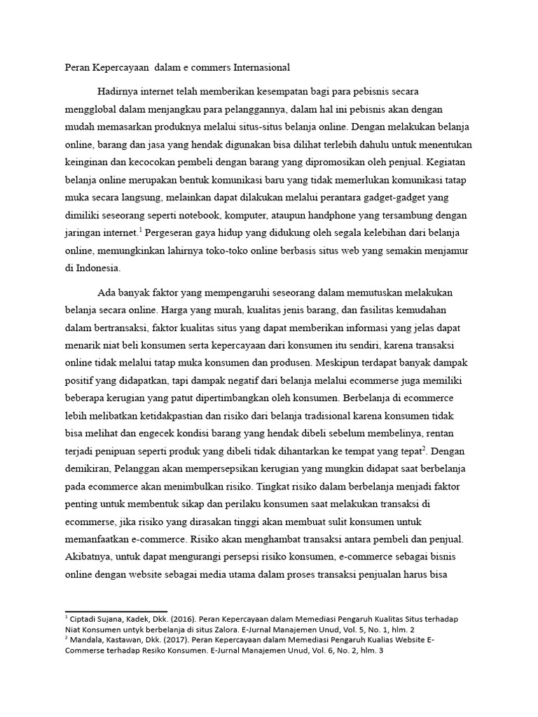 Peran Kepercayaan Dalam E Commers Internasional Pdf