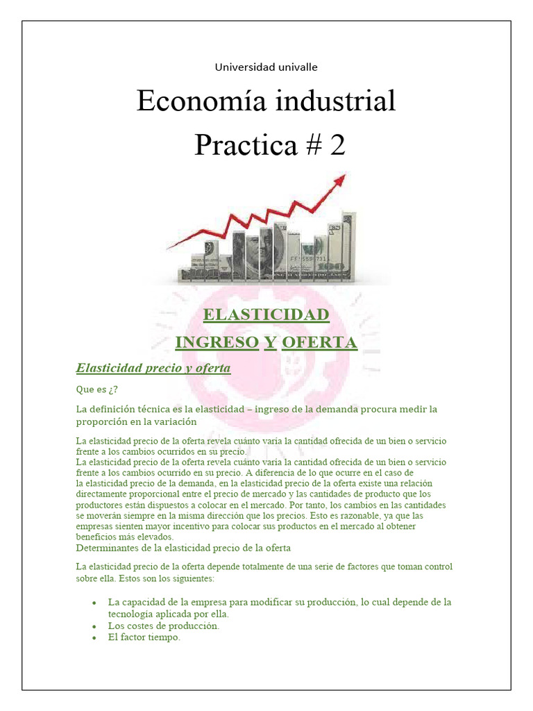 Elasticidad Precio y Oferta en Economía | PDF | Elasticidad (economía ...