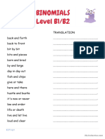 Binomial Pairs, English Expressions List, FCE Revision