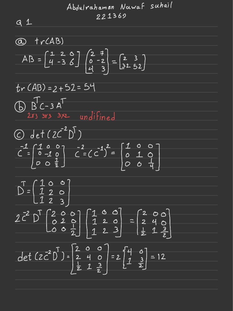 Matrix Determinants and Solutions Analysis | PDF