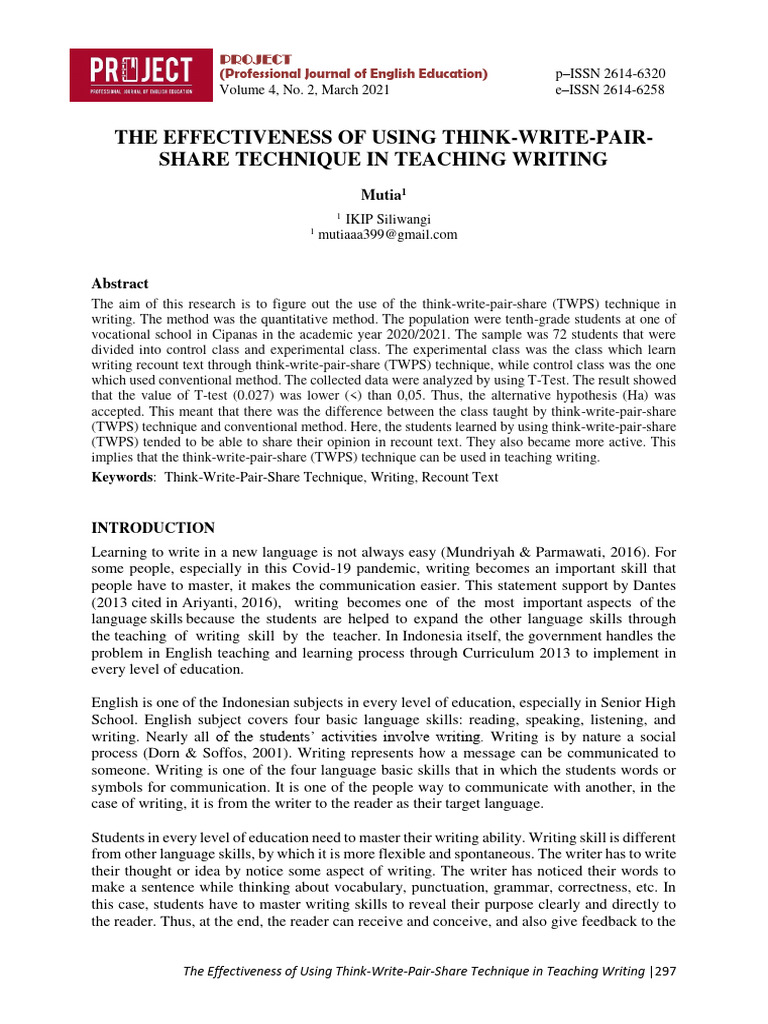TWPS Technique in Writing Education | PDF | Student's T Test ...