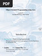 Object Oriented Programming Using Java: An Introduction To The Course