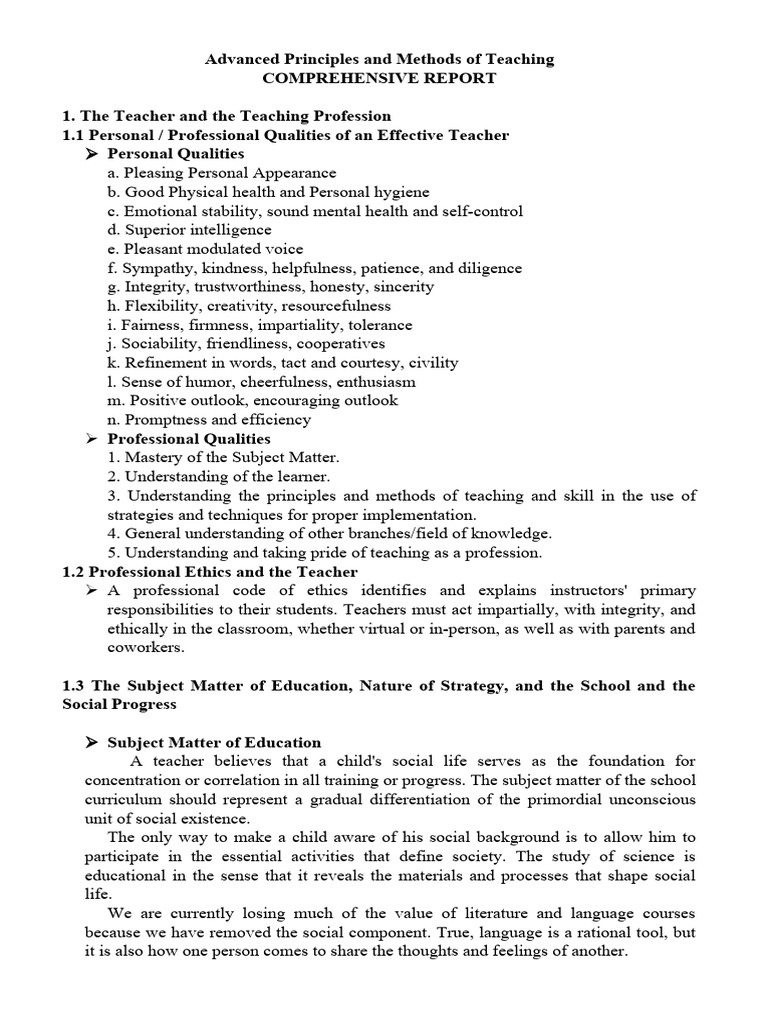 Advanced Principles and Methods of Teaching | PDF | Learning | Motivational