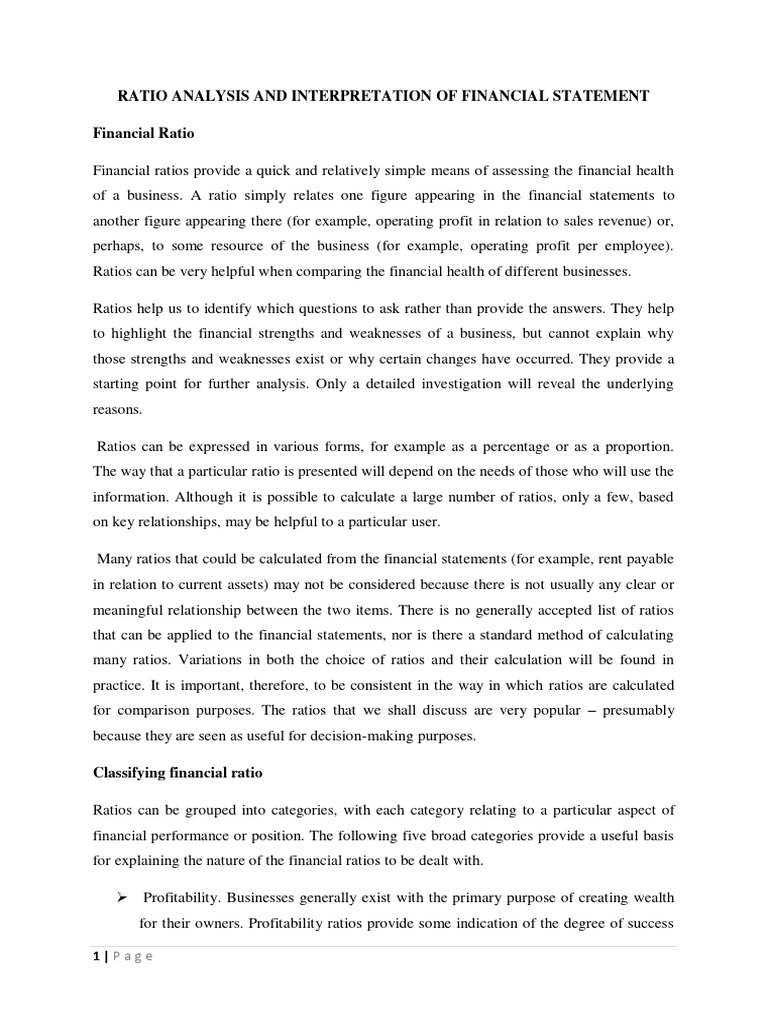 Financial Ratios and Interpretation | PDF | Financial Ratio | Ratio