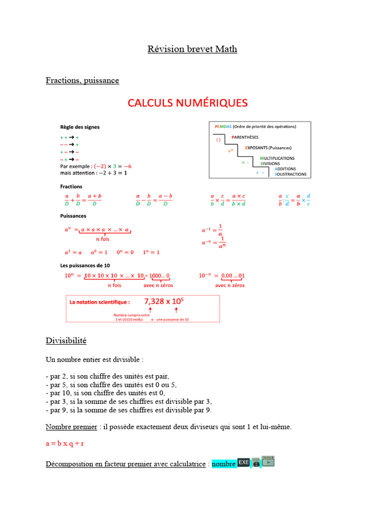 Révision Mathématiques Brevet | PDF
