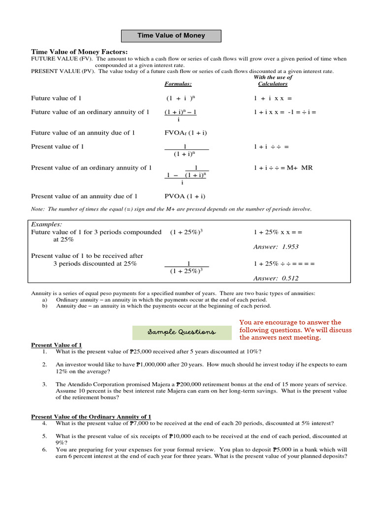 TMV examples | PDF | Present Value | Time Value Of Money