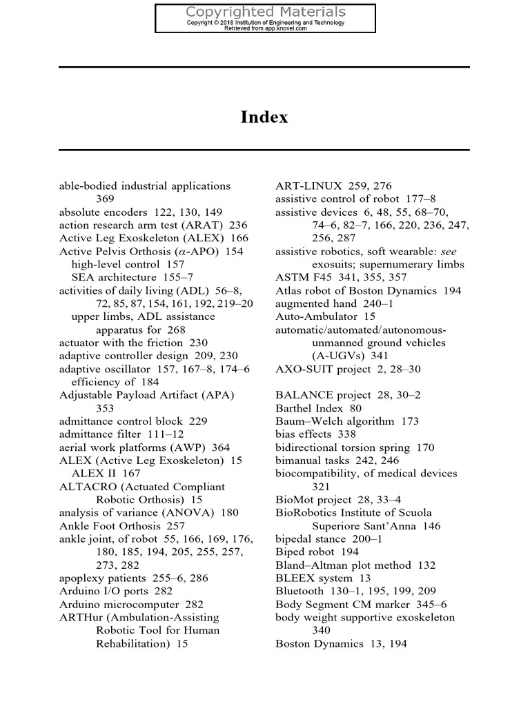 Index | PDF | Robotics | Prosthesis