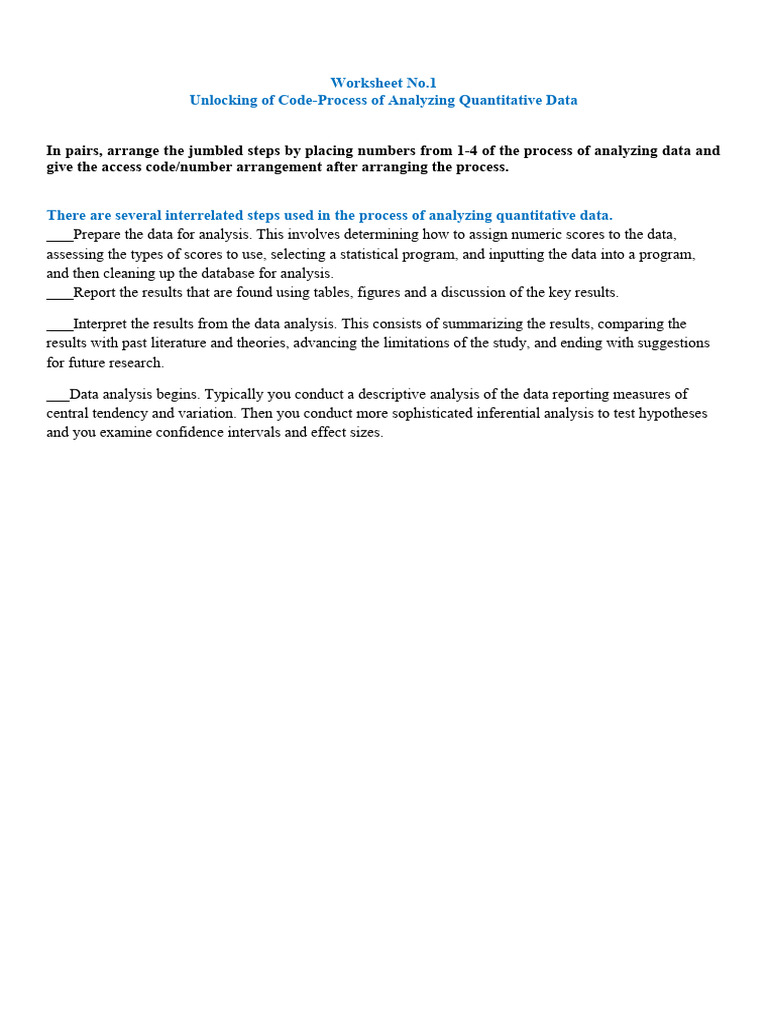 Worksheets On Data Presentation Analysis And Interpretation By Reyes