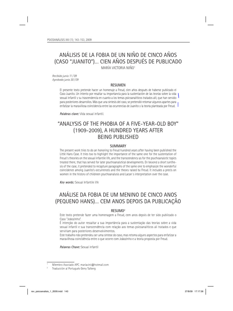 Análise do Caso Juanito de Freud | PDF | Psicologia