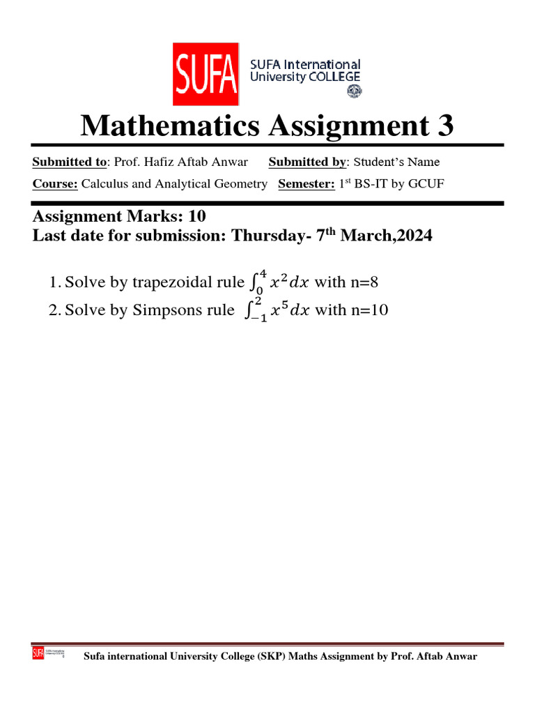 Calculus BS IT 2023 Assignment 3 | PDF