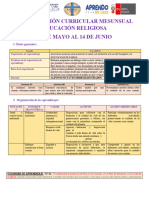 Planificación Curricular Mensual 24 de Mayo A 14 de Junio Cuarto Grado