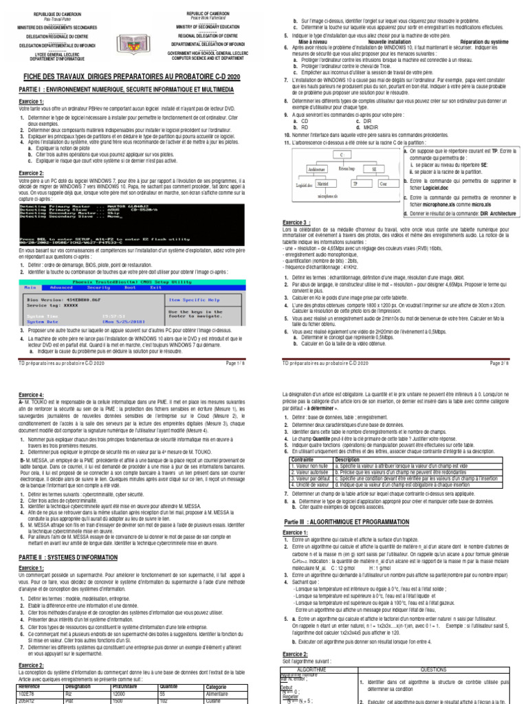 TD Informatique : Préparation au Probatoire C-D | PDF | JavaScript ...