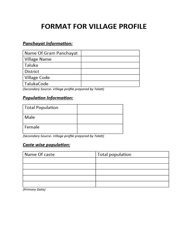 Village Profile Report Format | PDF | Agriculture | Livestock