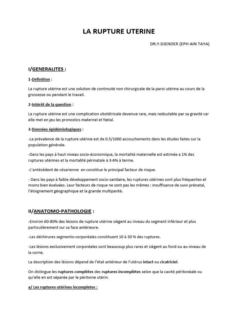 16' - Rupture Uterine | PDF | Accouchement | Utérus