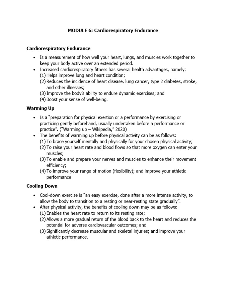 Cardiorespiratory Endurance | PDF | Heart | Clinical Medicine