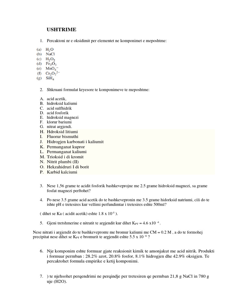 Ushtrime Te Ndryshme | PDF