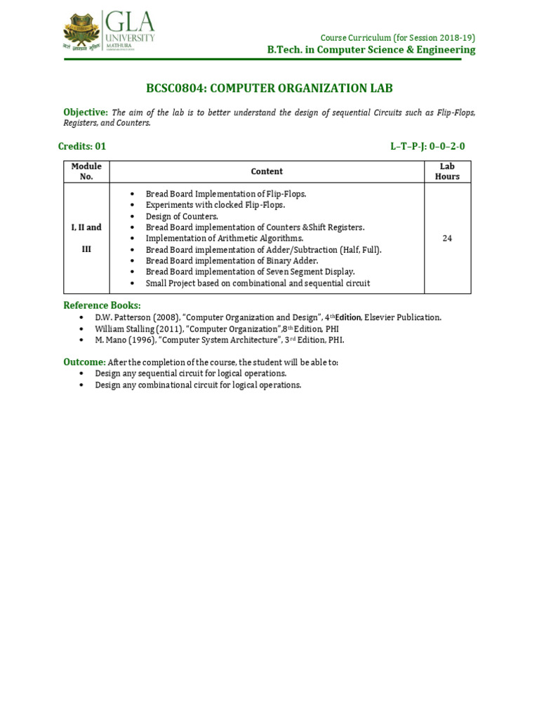 COMPUTER ORGANIZATION LAB | PDF