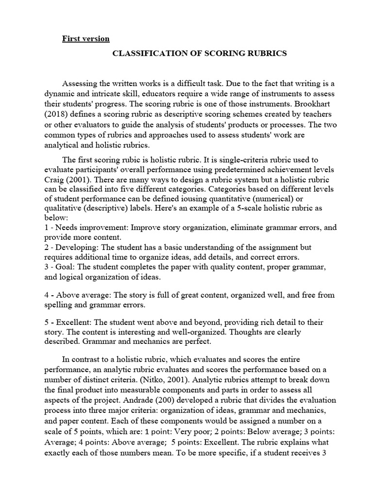 Scoring Rubrics Pdf Rubric Academic Learning