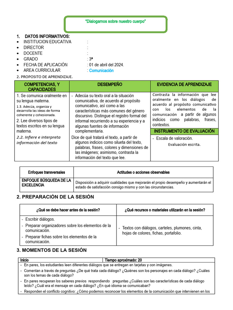 3° GRADO 01 de Abril C | Descargar gratis PDF | Comunicación | Evaluación