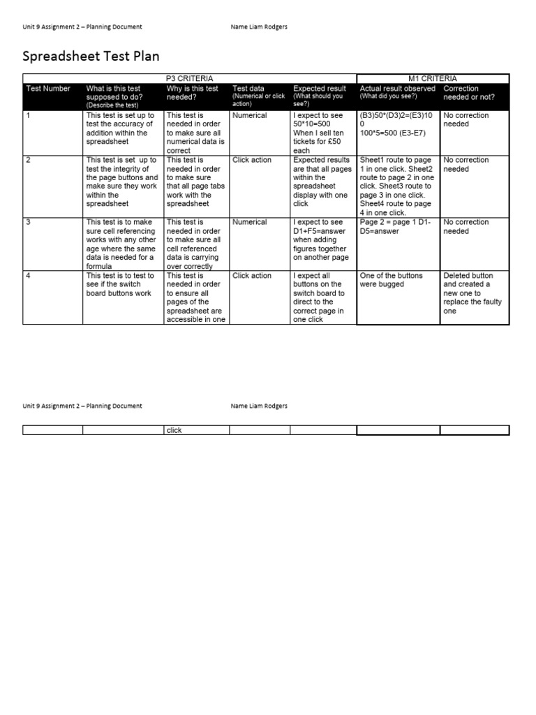 Spreadsheet Test Plan Overview | PDF | Spreadsheet | Computer Science