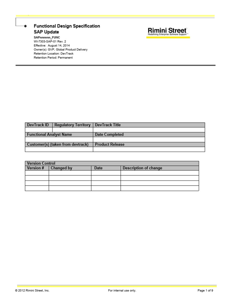 SAP Functional Design Specification Update | PDF | Specification ...