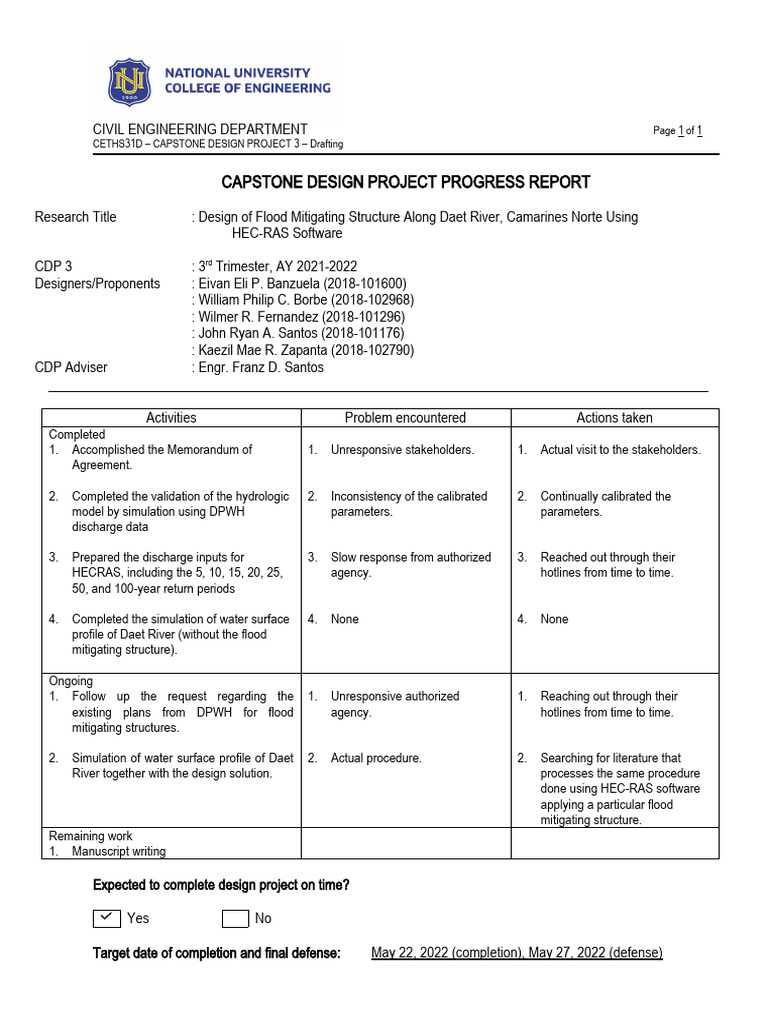 CETHS31D Progress Report CDP 3 | PDF | Earth Sciences